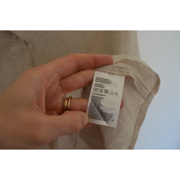 HM Linen Neutral Cropped Short Sleeve Blouse Size X Large - Picture 4 of 5